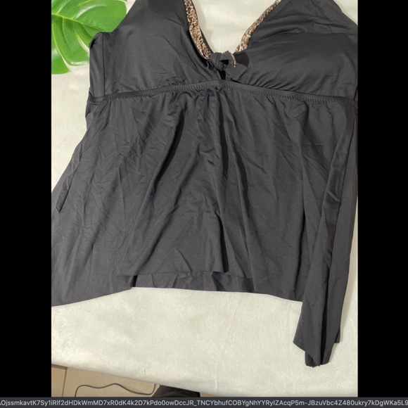 NEW Becca Leopard Trim Over‎ The Shoulder Tankini Top [PLUS 3X ] - Picture 8 of 12